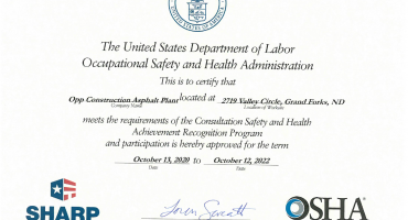 Opp Construction Recognized by OSHA’s SHARP Program